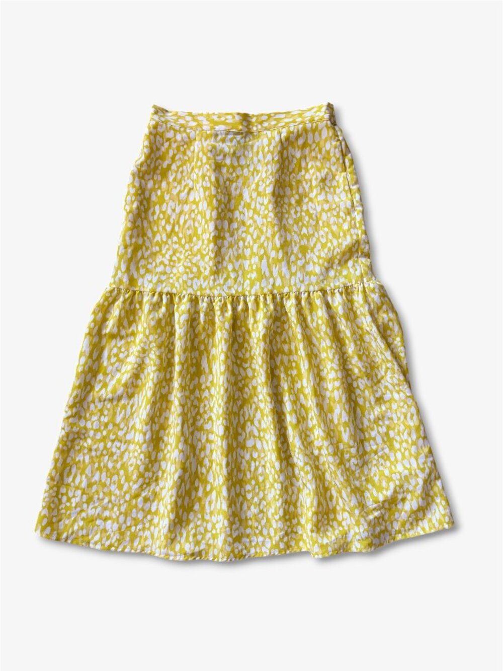 Who What Wear Citrus Yellow Leopard Print Midi Skirt Womens XS Dopamine Dressing